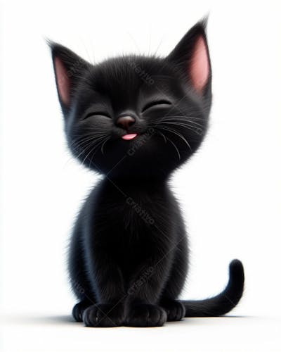 Imagem De Um Gatinho Preto 3D