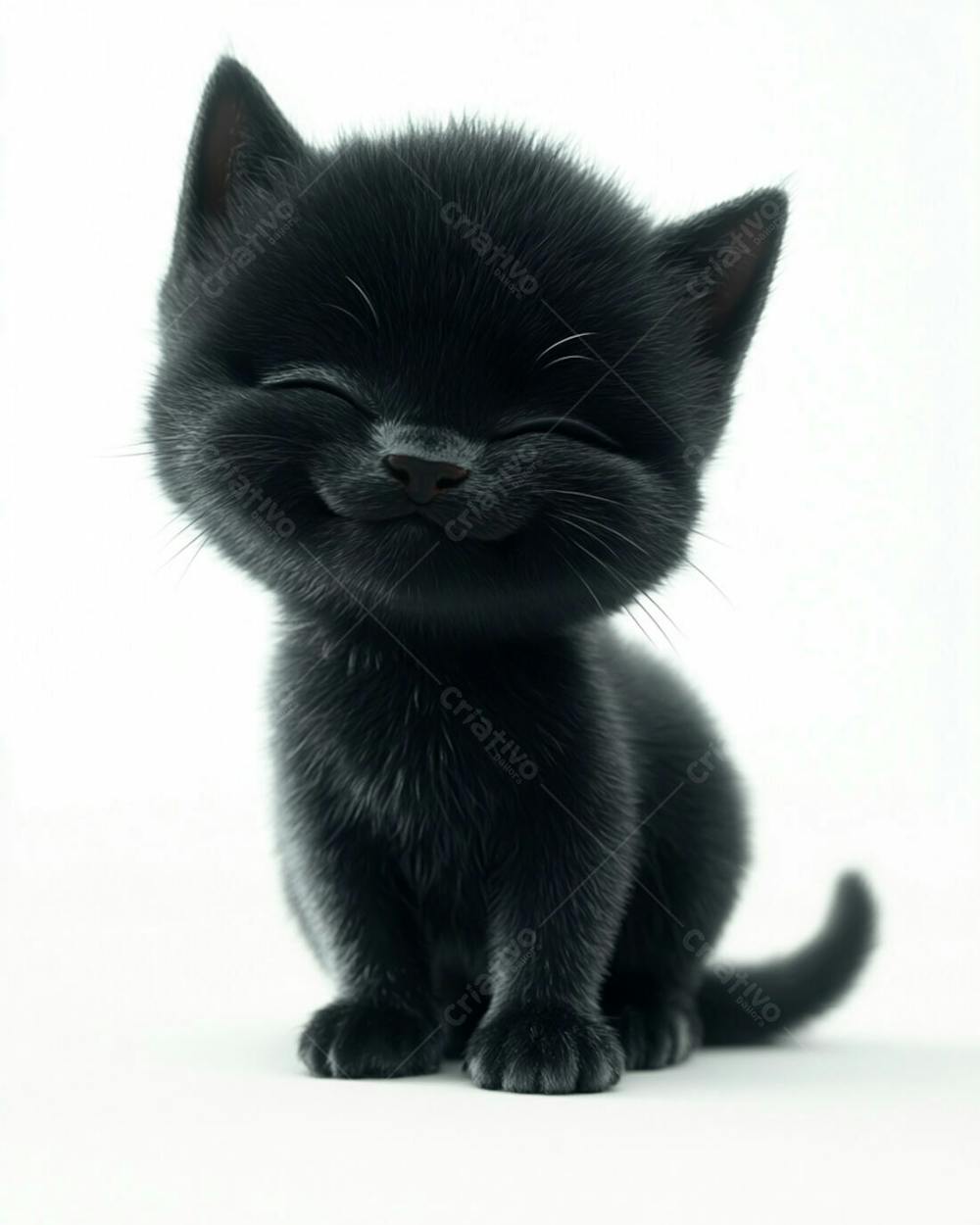 Imagem De Um Gatinho Preto 3D