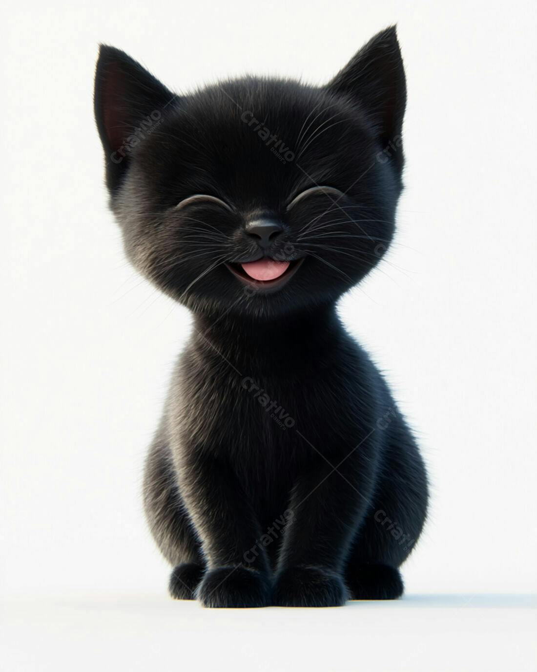 Gatinho preto feliz sorrindo