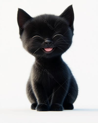 Imagem De Um Gatinho Preto 3D