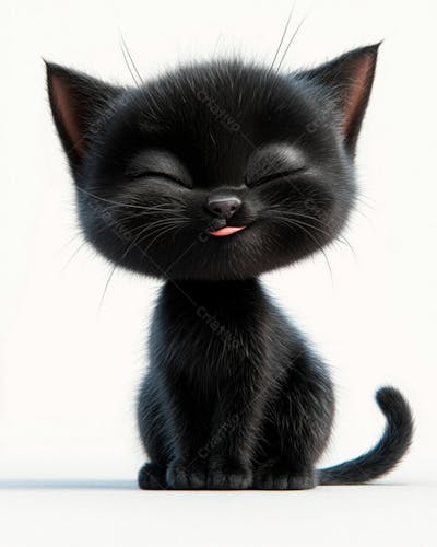 Imagem De Um Gatinho Preto 3D
