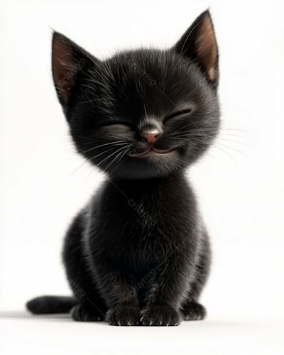 Imagem De Um Gatinho Preto 3D