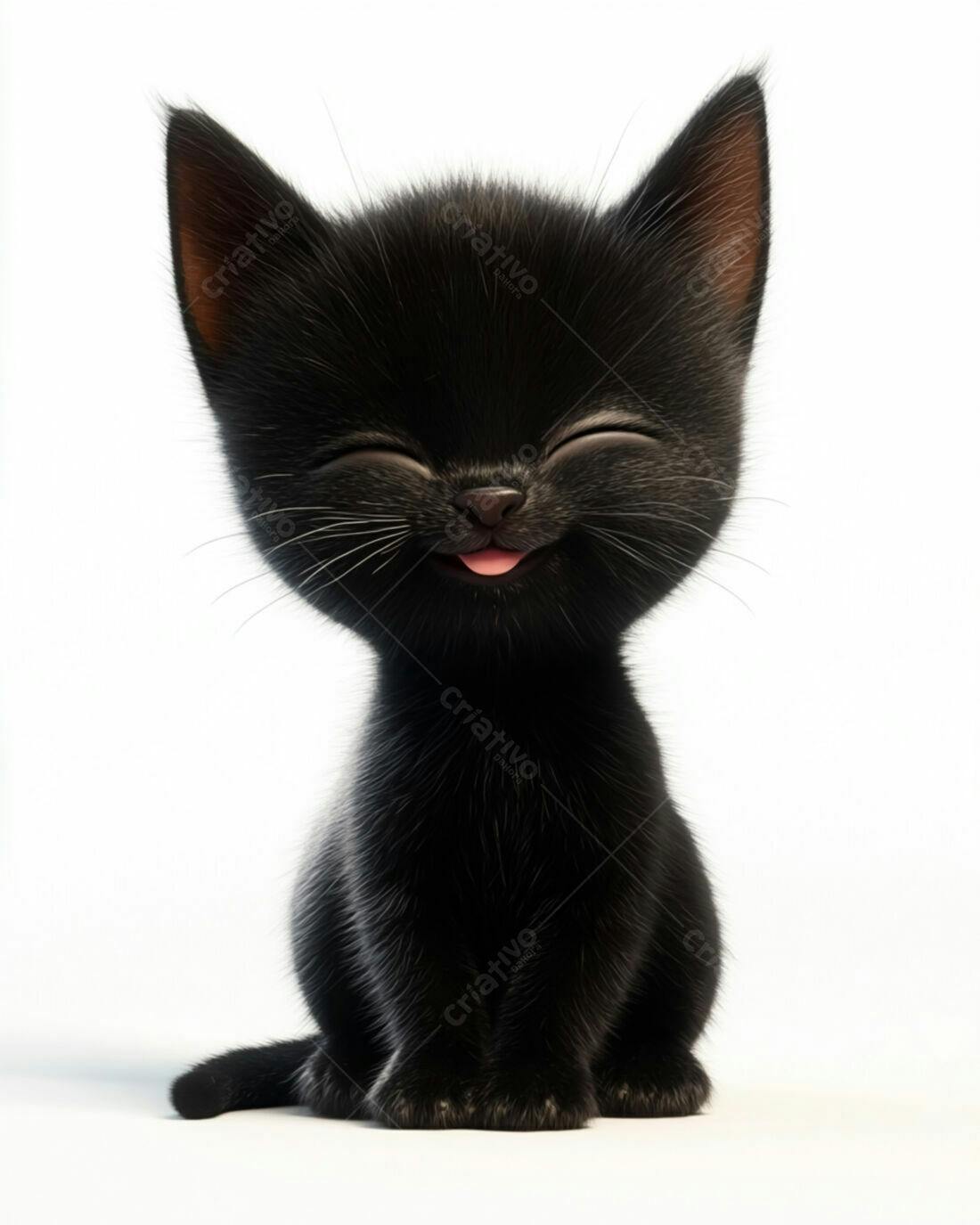 Gatinho preto fofinho sorrindo