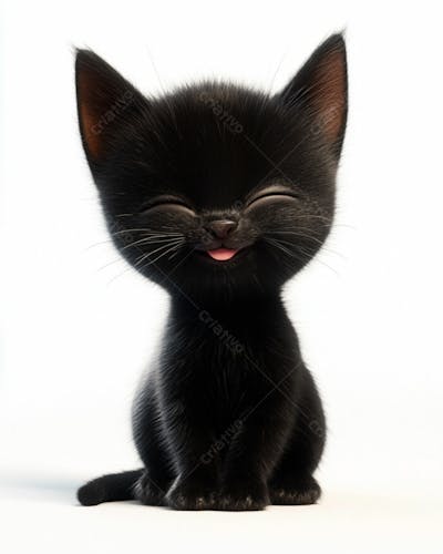 Imagem De Um Gatinho Preto 3D