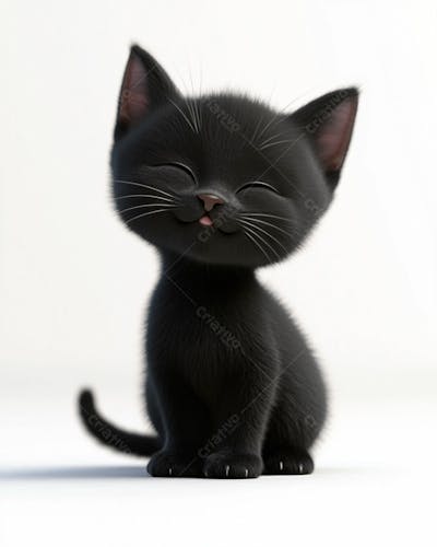 Imagem De Um Gatinho Preto 3D