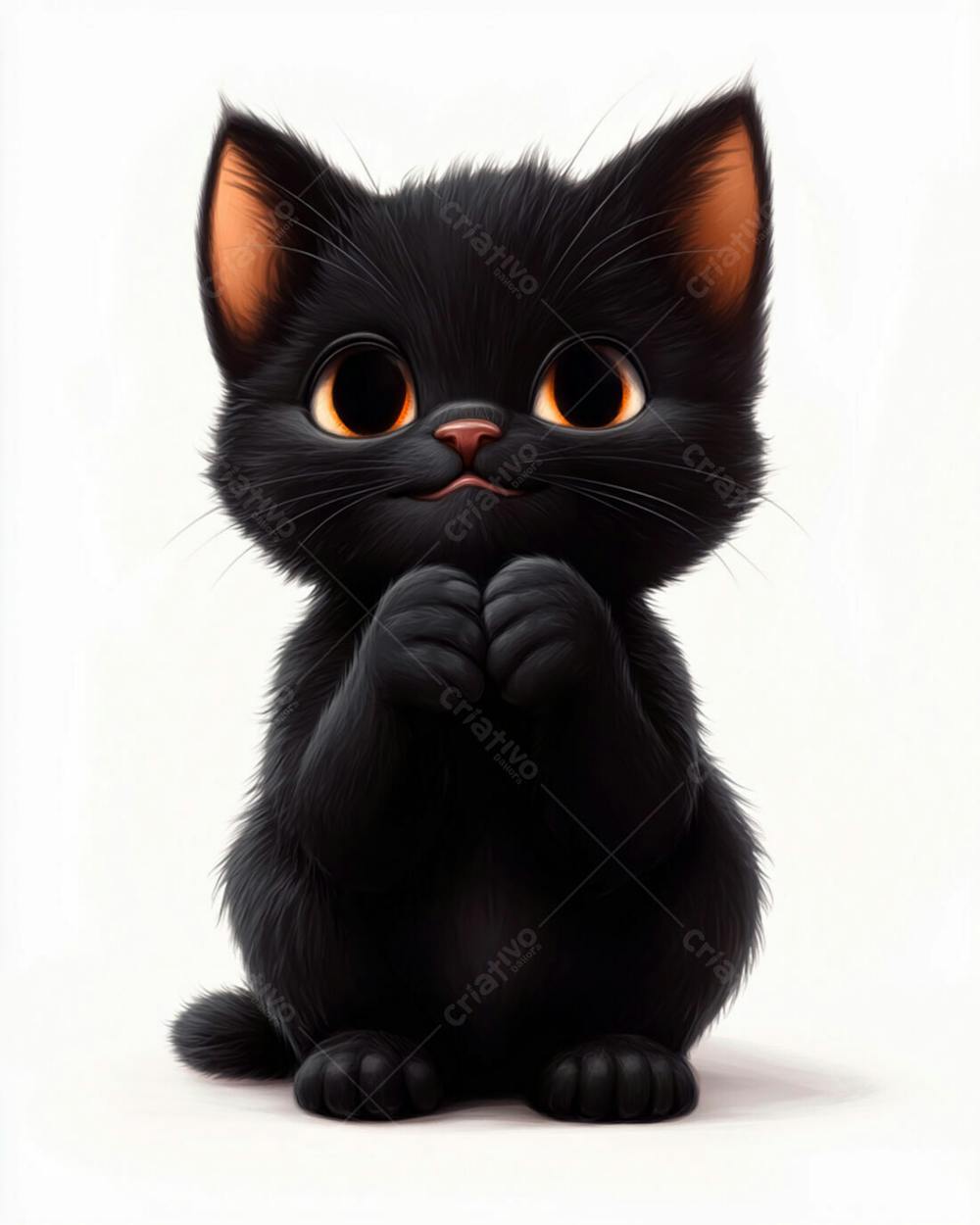 Imagem De Um Gatinho Preto 3D