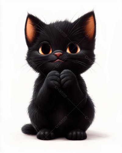 Imagem De Um Gatinho Preto 3D