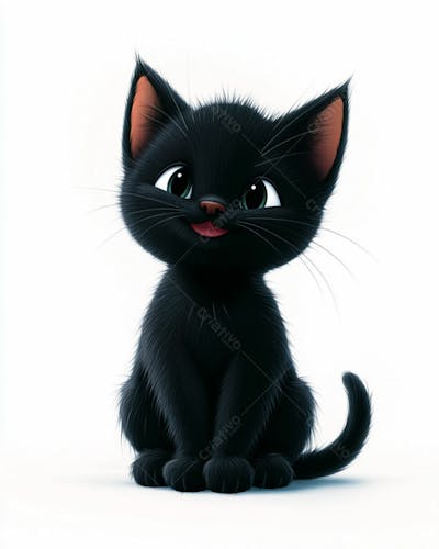 Imagem De Um Gatinho Preto 3D