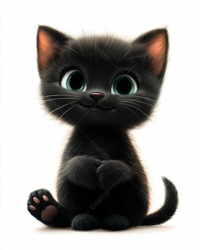 Imagem De Um Gatinho Preto 3D