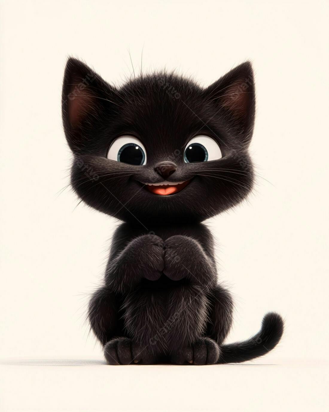 Gatinho preto fofinho sentado