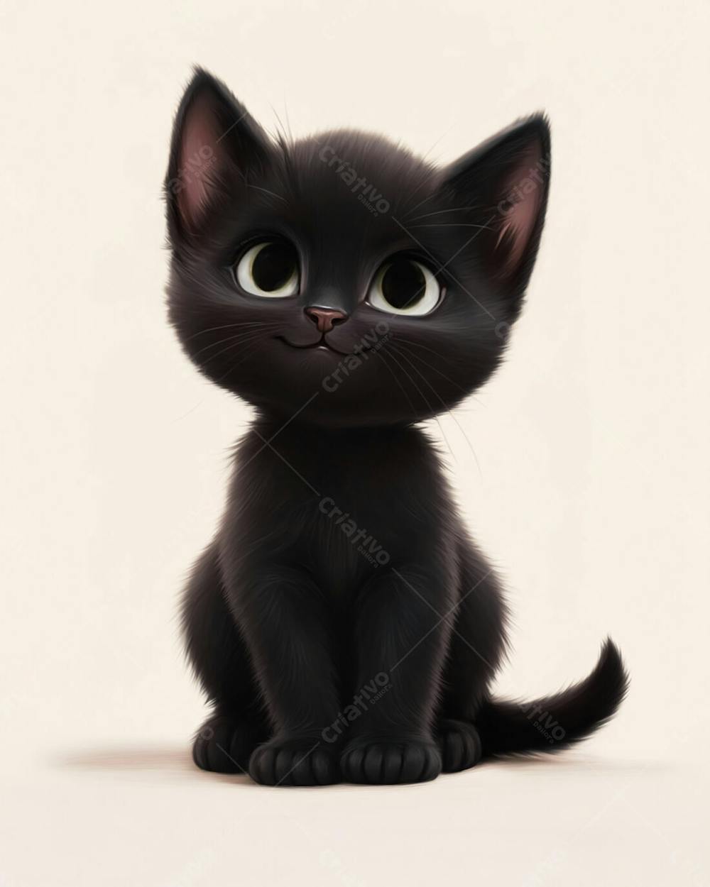 Imagem De Um Gatinho Preto 3D