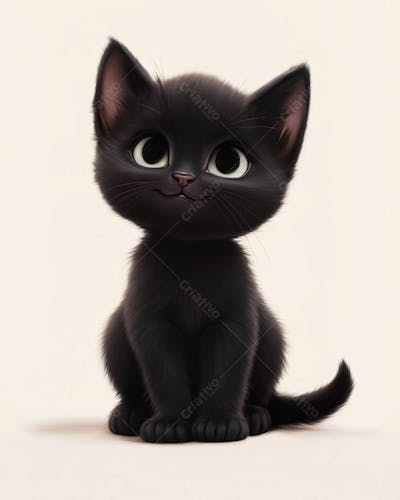 Imagem De Um Gatinho Preto 3D