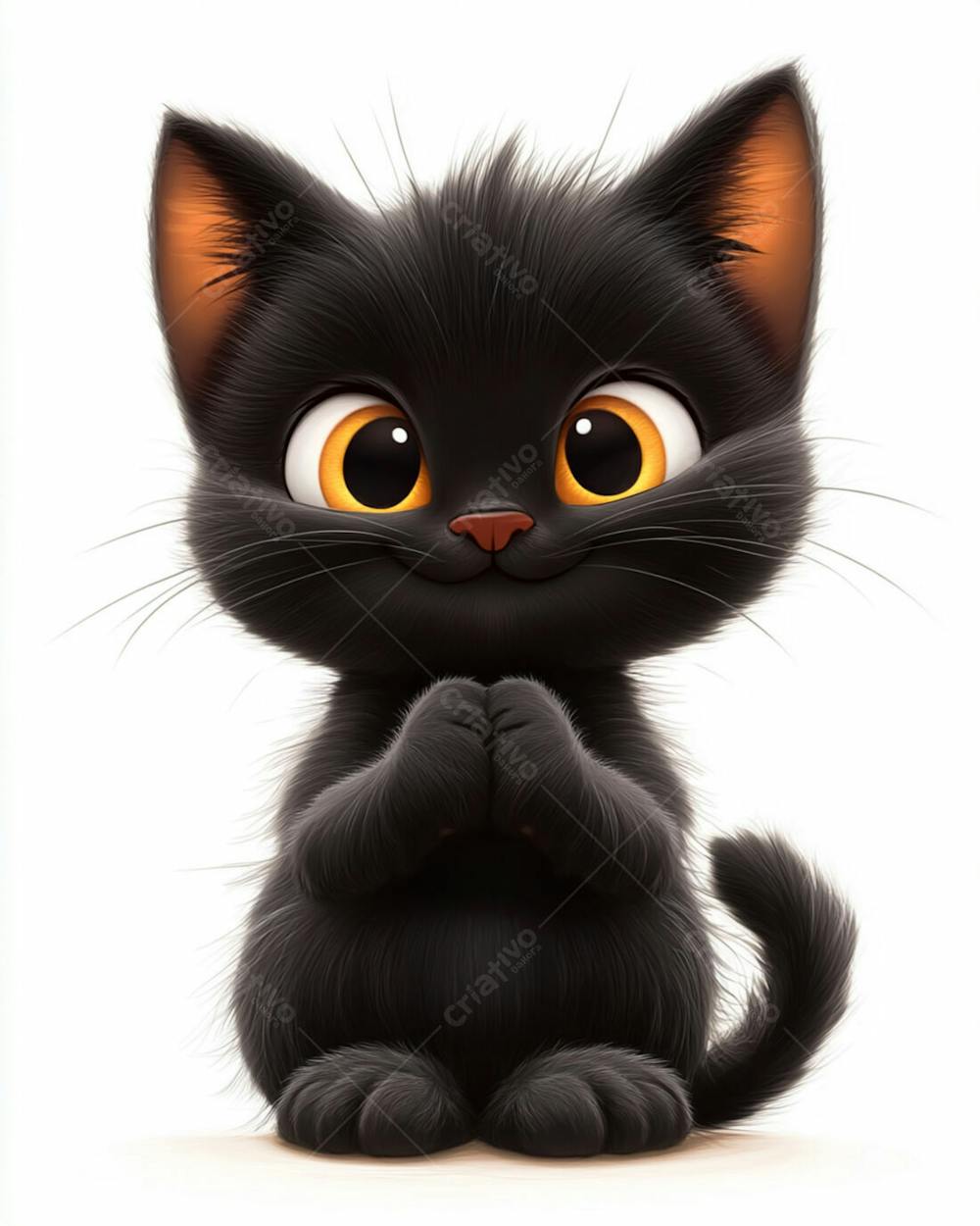 Imagem De Um Gatinho Preto 3D