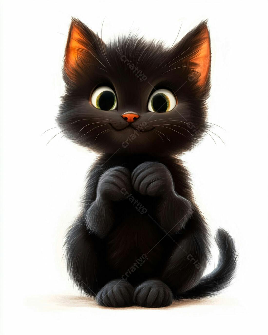 Gatinho preto fofo sentado