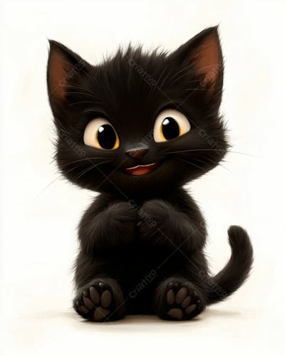 Imagem De Um Gatinho Preto 3D
