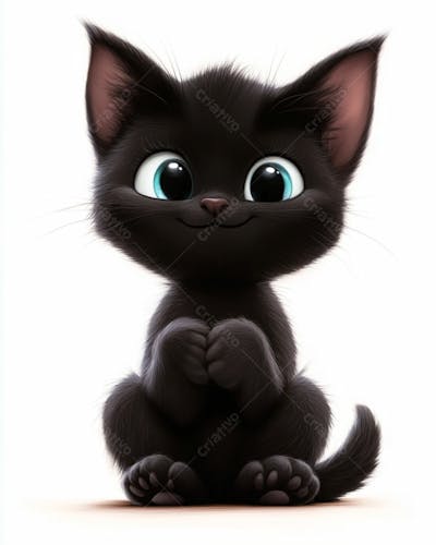 Imagem De Um Gatinho Preto 3D