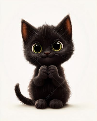Imagem De Um Gatinho Preto 3D