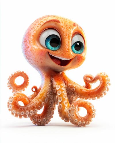 Imagem De Um Polvo Com Olhos Grandes 3D
