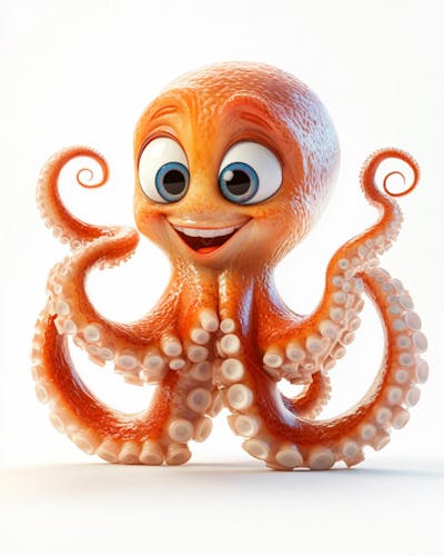 Imagem De Um Polvo Com Olhos Grandes 3D