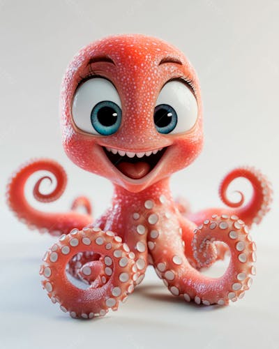 Imagem De Um Polvo Com Olhos Grandes 3D