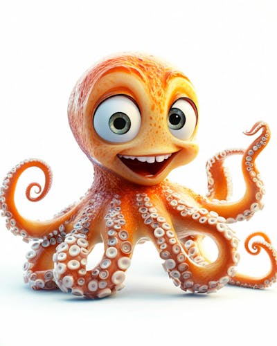 Imagem De Um Polvo Com Olhos Grandes 3D