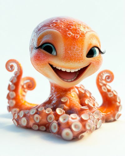 Imagem De Um Polvo Com Olhos Grandes 3D