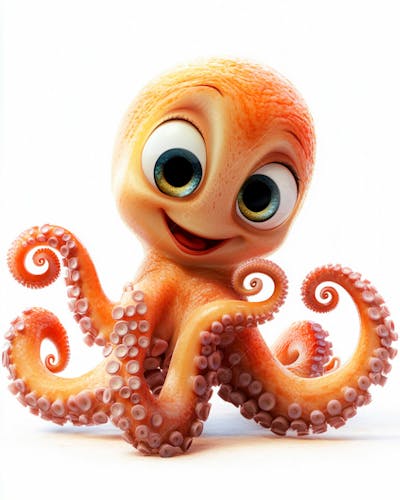 Imagem De Um Polvo Com Olhos Grandes 3D