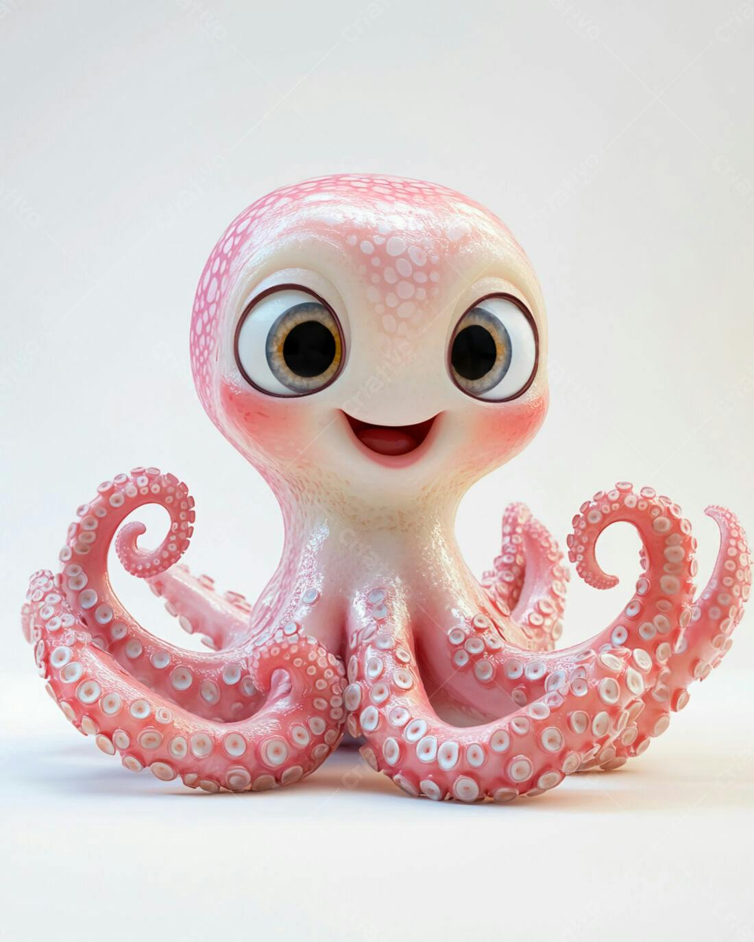 Polvo rosa desenho animado sorrindo