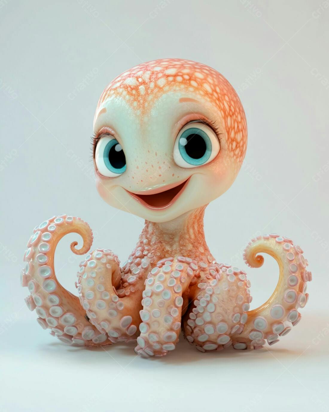 Polvo fofo sorrindo desenho animado