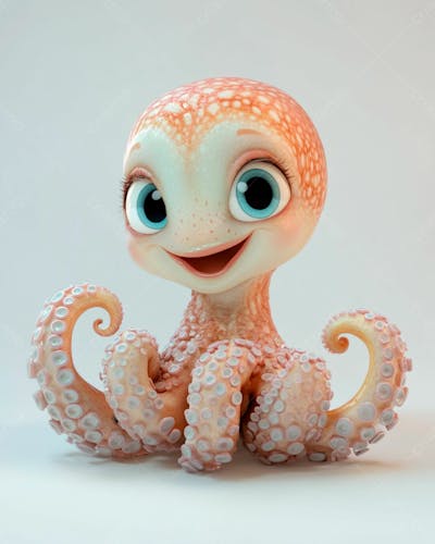 Imagem De Um Polvo Com Olhos Grandes 3D