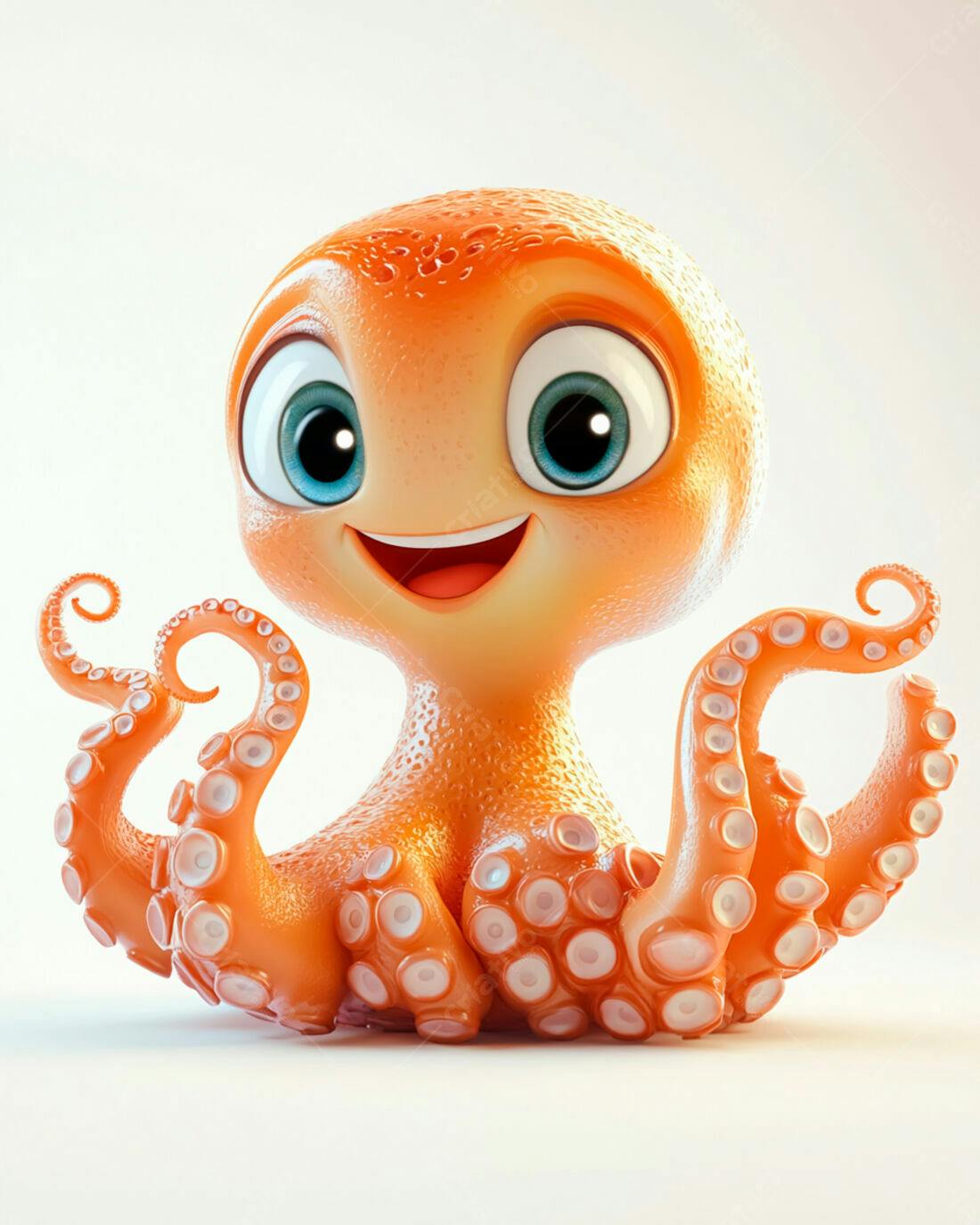 Polvo Cartoon Laranja Sorrindo