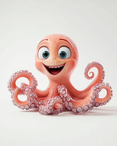 Imagem De Um Polvo Com Olhos Grandes 3D