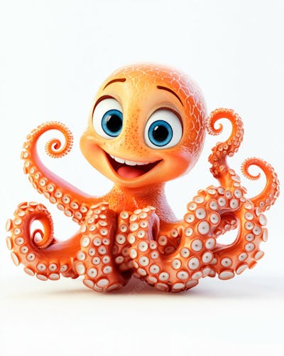 Imagem De Um Polvo Com Olhos Grandes 3D