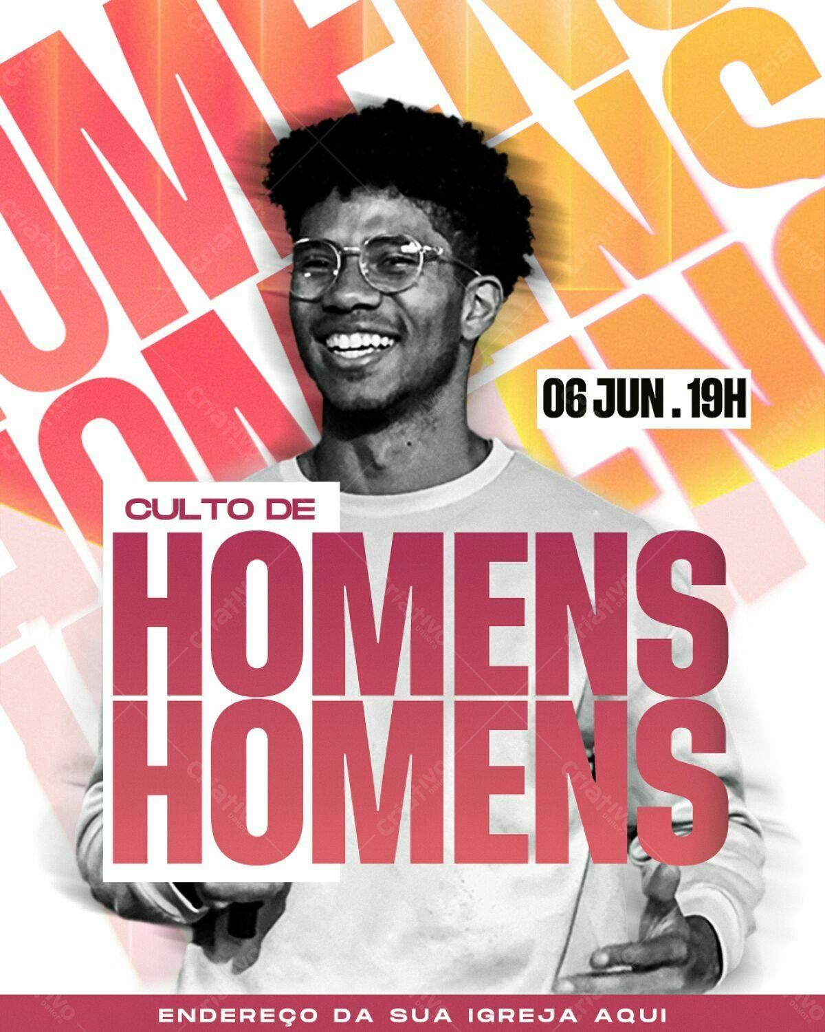 Flyer para Culto de Homens PSD Editável