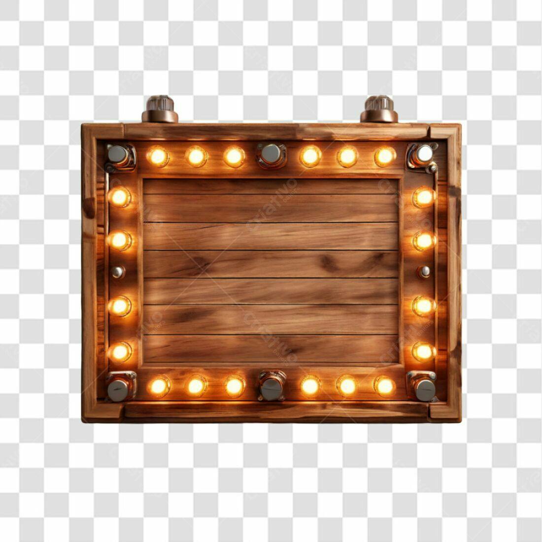 Quadro de Luz Madeira PNG com fundo transparente