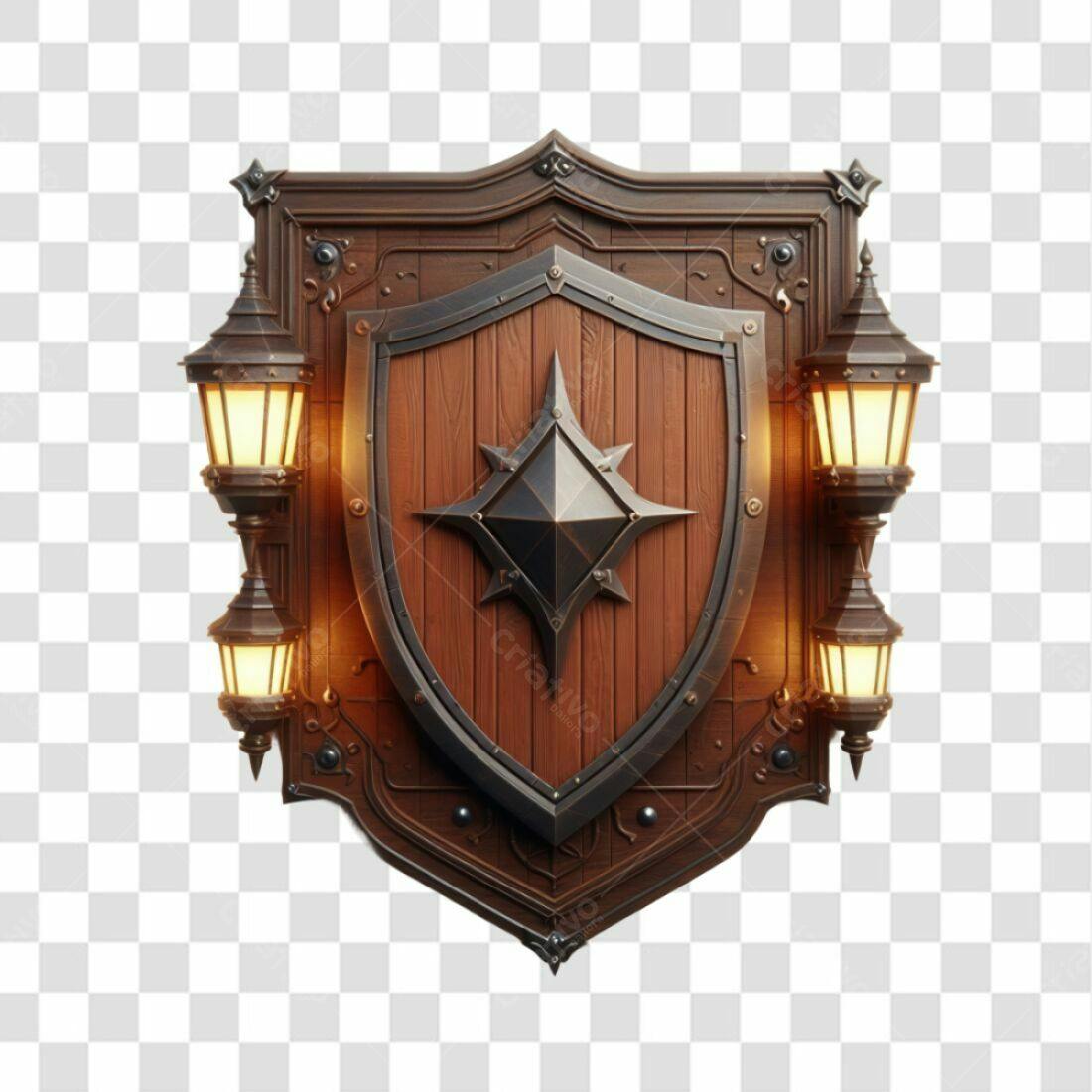 Escudo medieval PNG com fundo transparente
