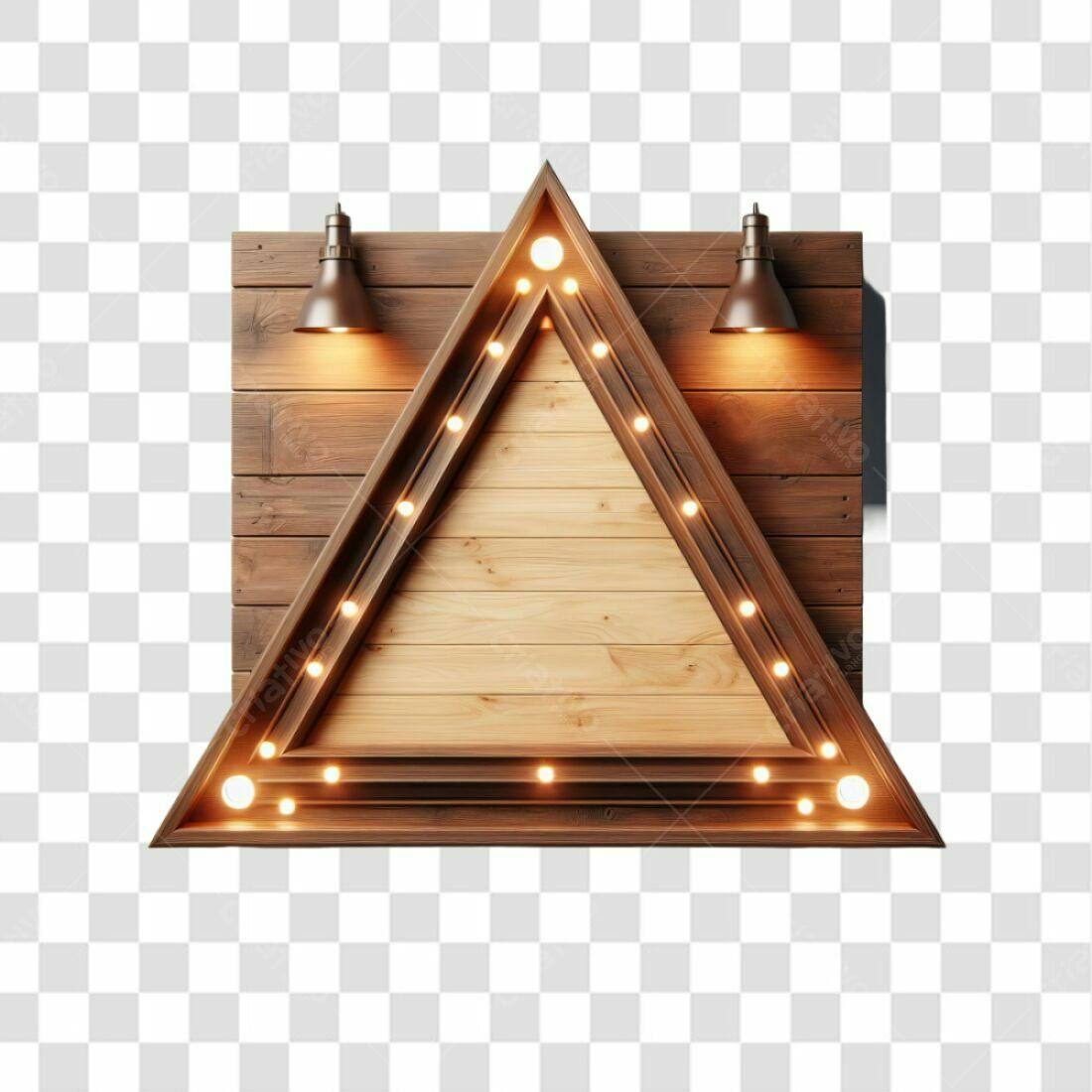 Banner de madeira triangular PNG com fundo transparente