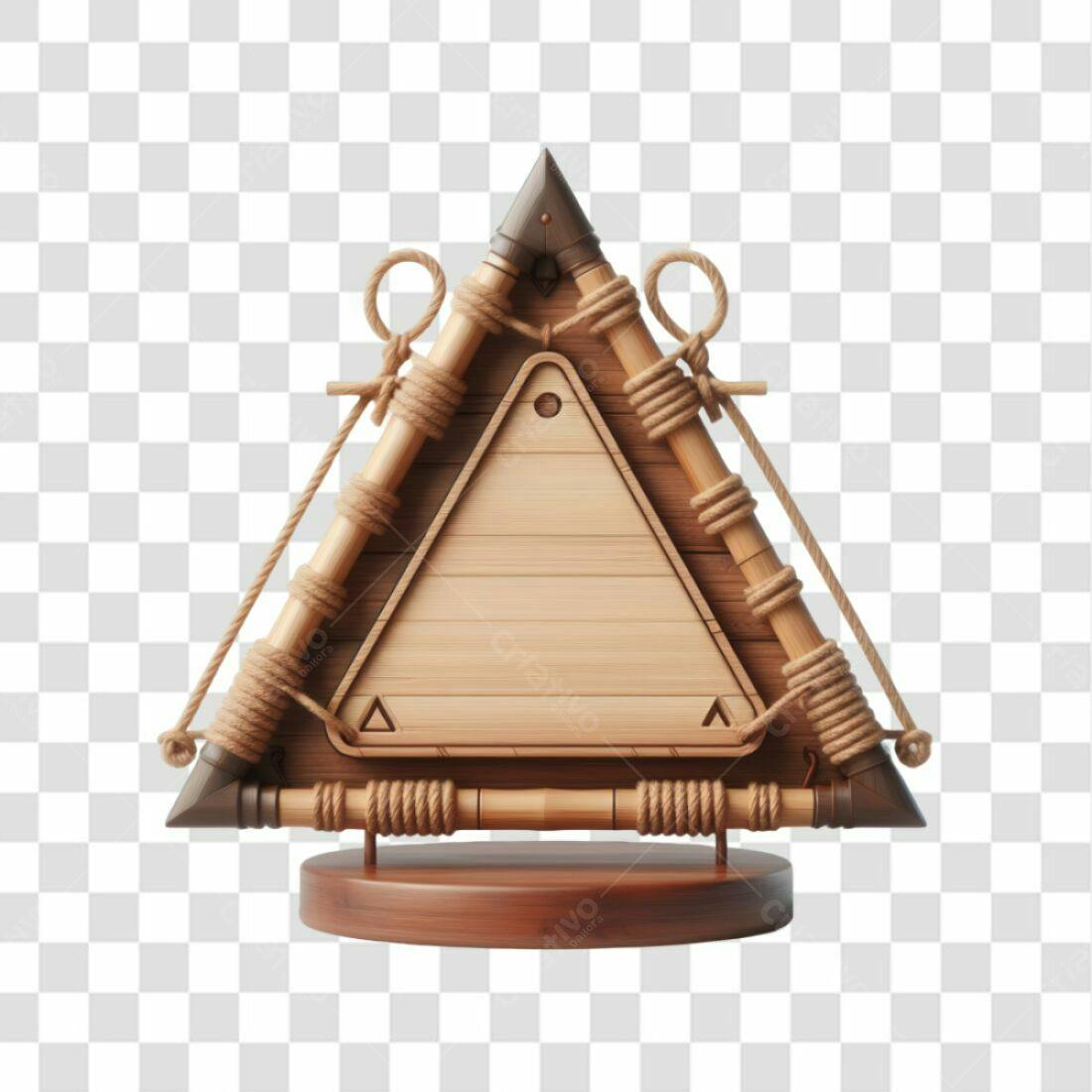Placa de Madeira Triangular PNG com fundo transparente