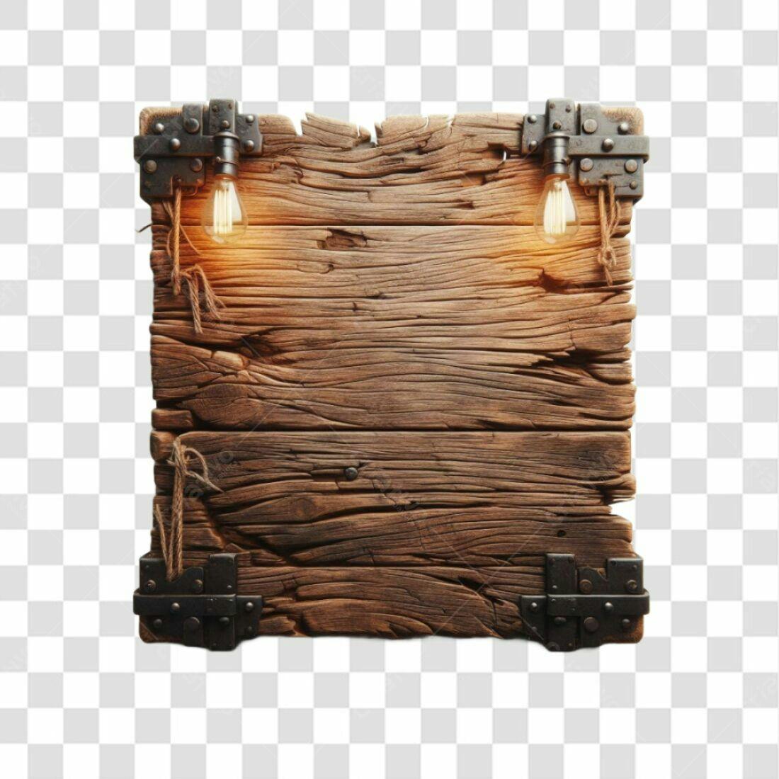 Placa de Madeira Rustica PNG com fundo transparente