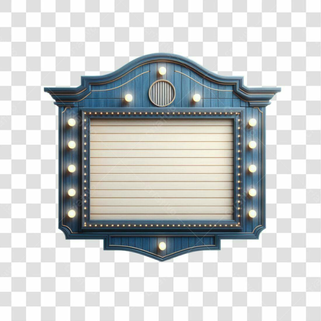 Quadro de Anúncio Vintage Azul e Bege PNG com fundo transparente
