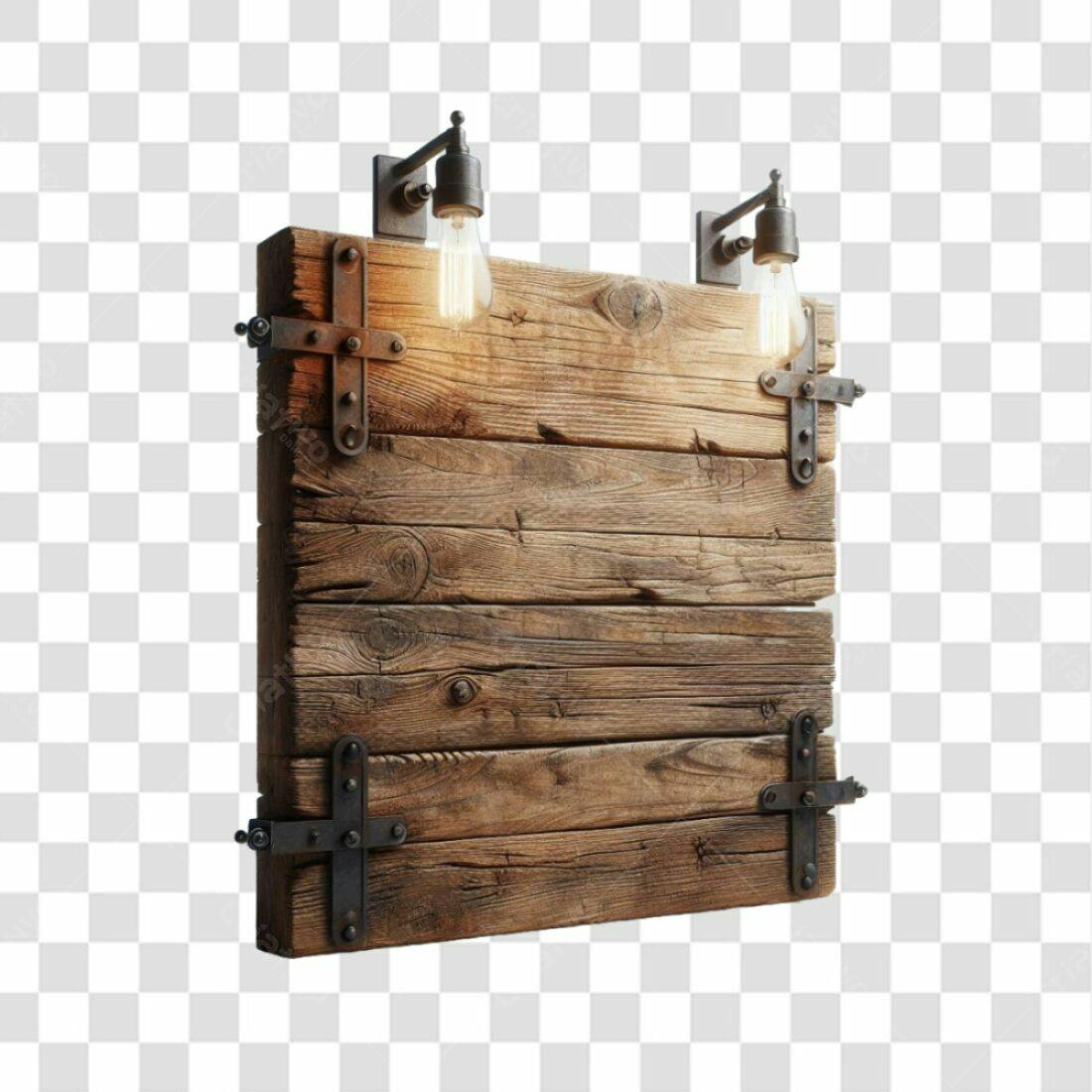 Placa de Madeira Rustica PNG com fundo transparente