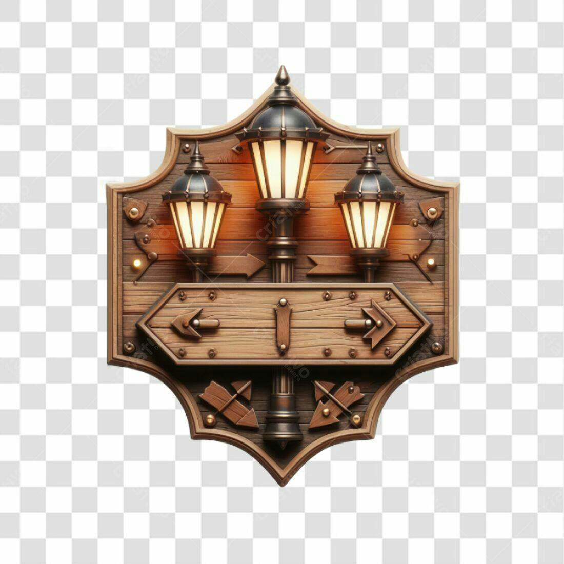 Icone Placa de Madeira com Luzes PNG com fundo transparente