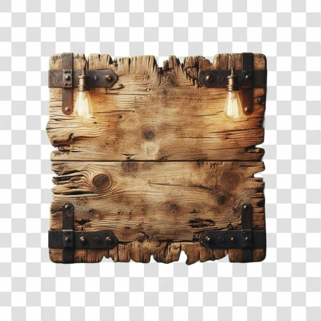 Placa de Madeira Rustica PNG com fundo transparente