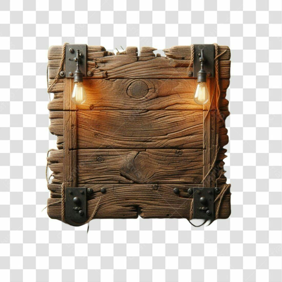 Placa de Madeira Rustica PNG com fundo transparente