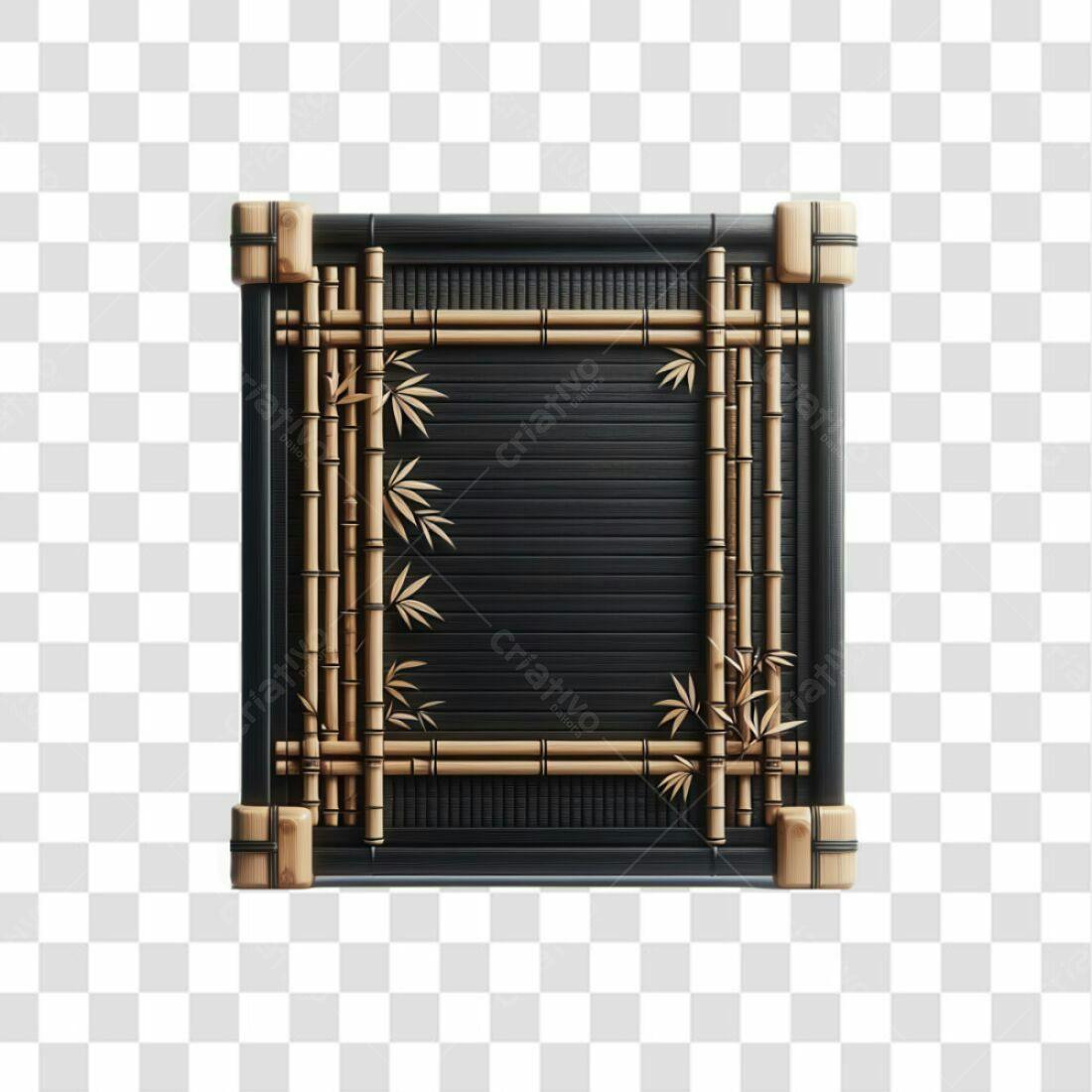 Moldura PNG com fundo transparente Bambu Preto e Bege