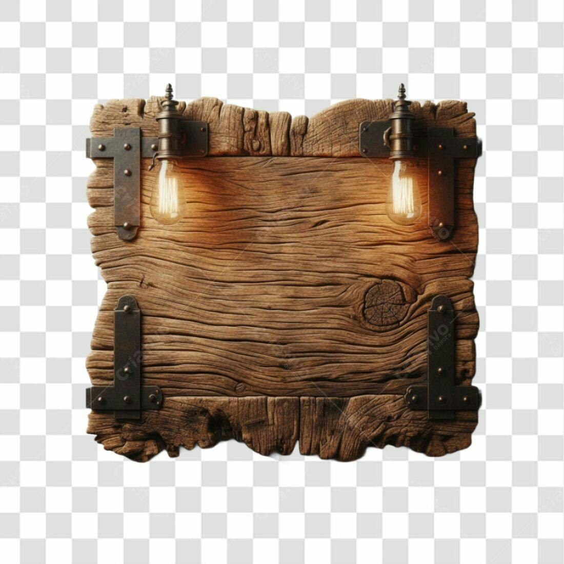 Placa de Madeira Rustica PNG com fundo transparente