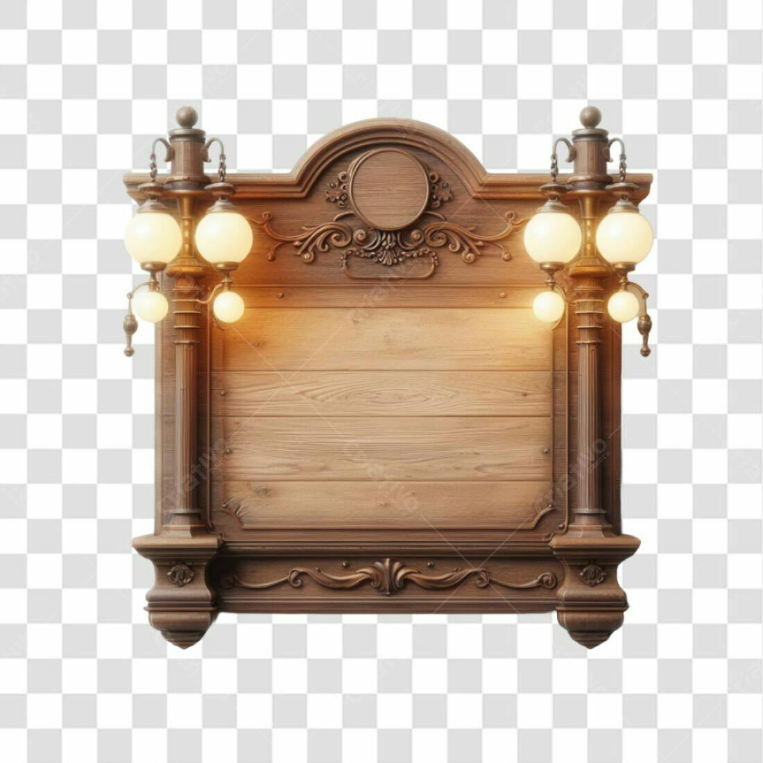 Placa de madeira vintage PNG com fundo transparente