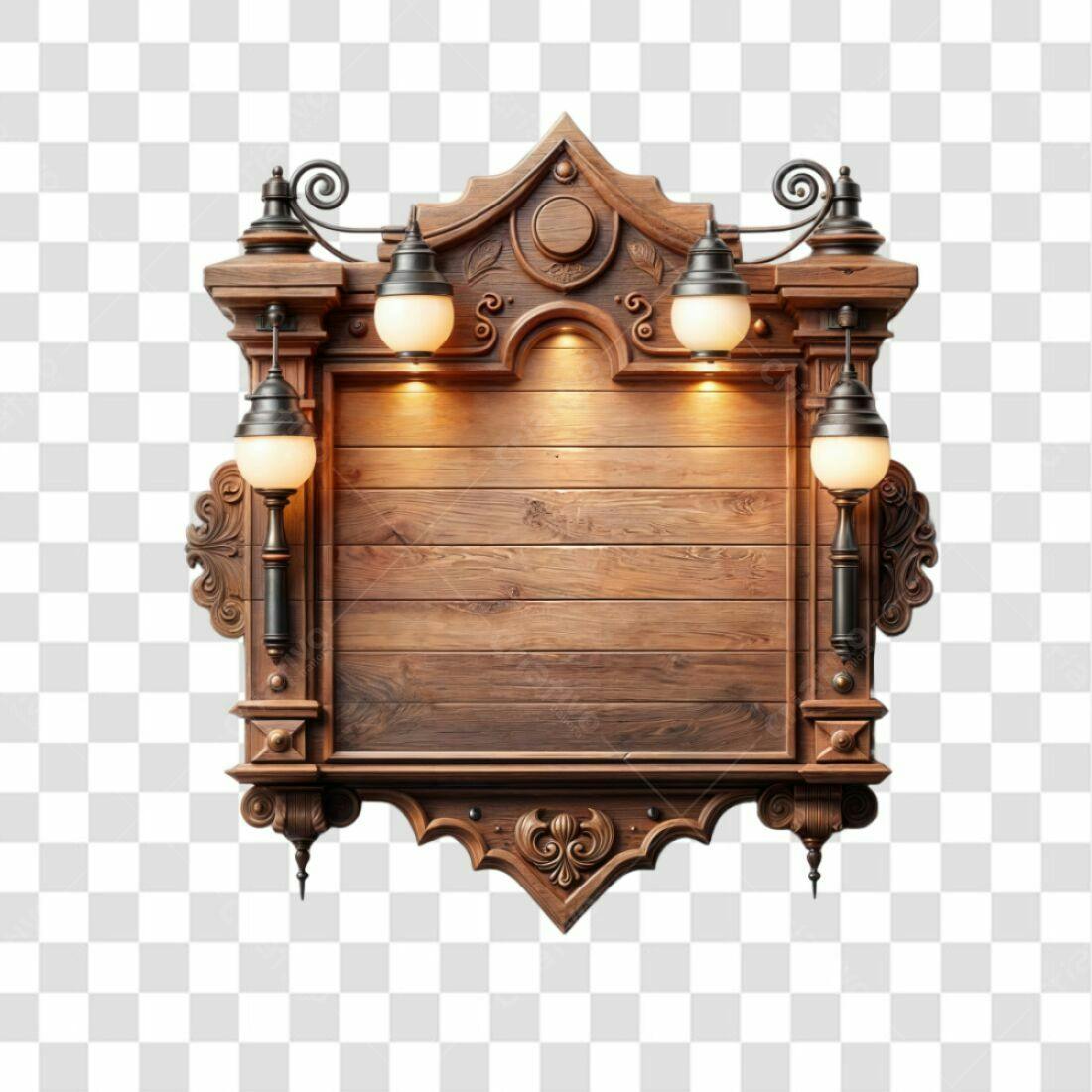 Placa de Madeira Vintage PNG com fundo transparente