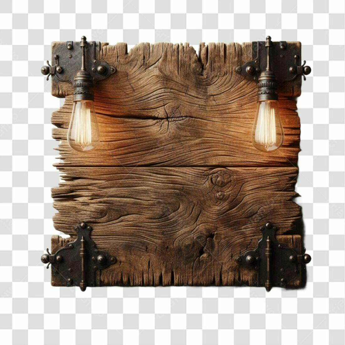 Placa de Madeira Rustica PNG com fundo transparente