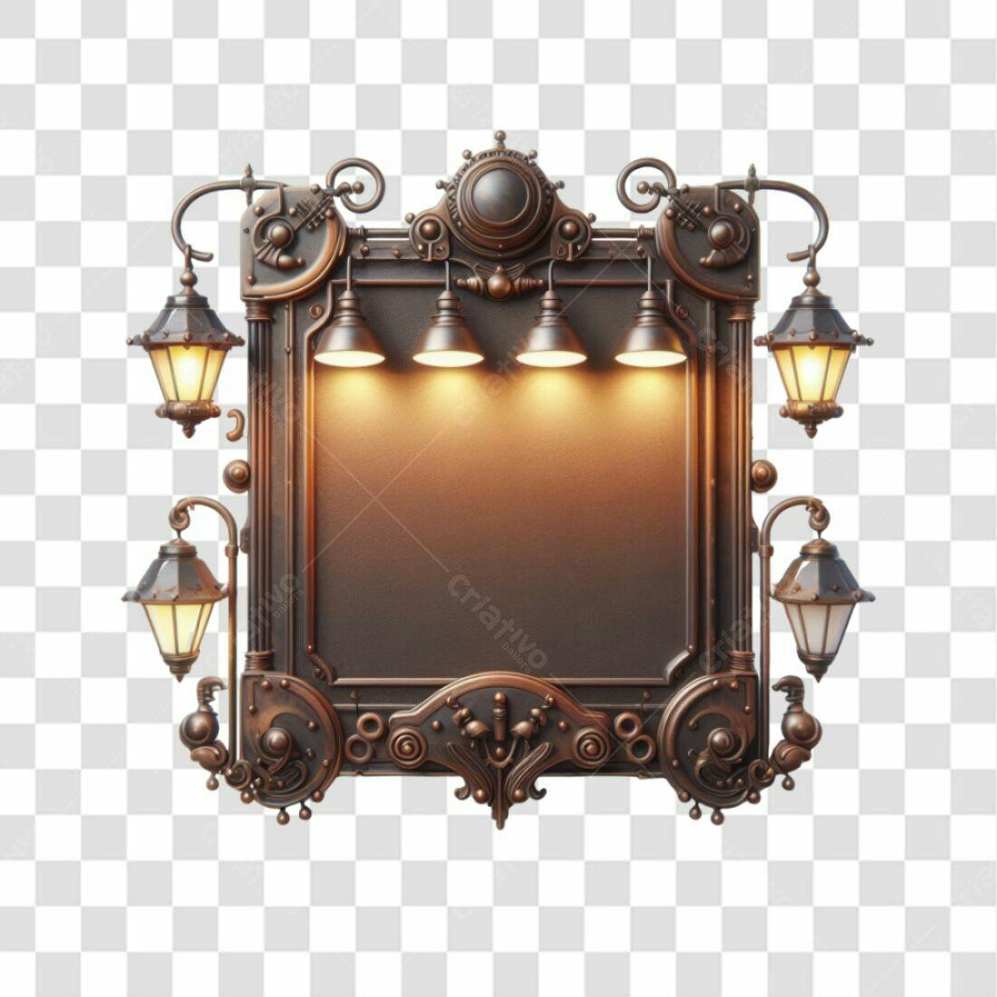 Quadro Steampunk PNG com fundo transparente